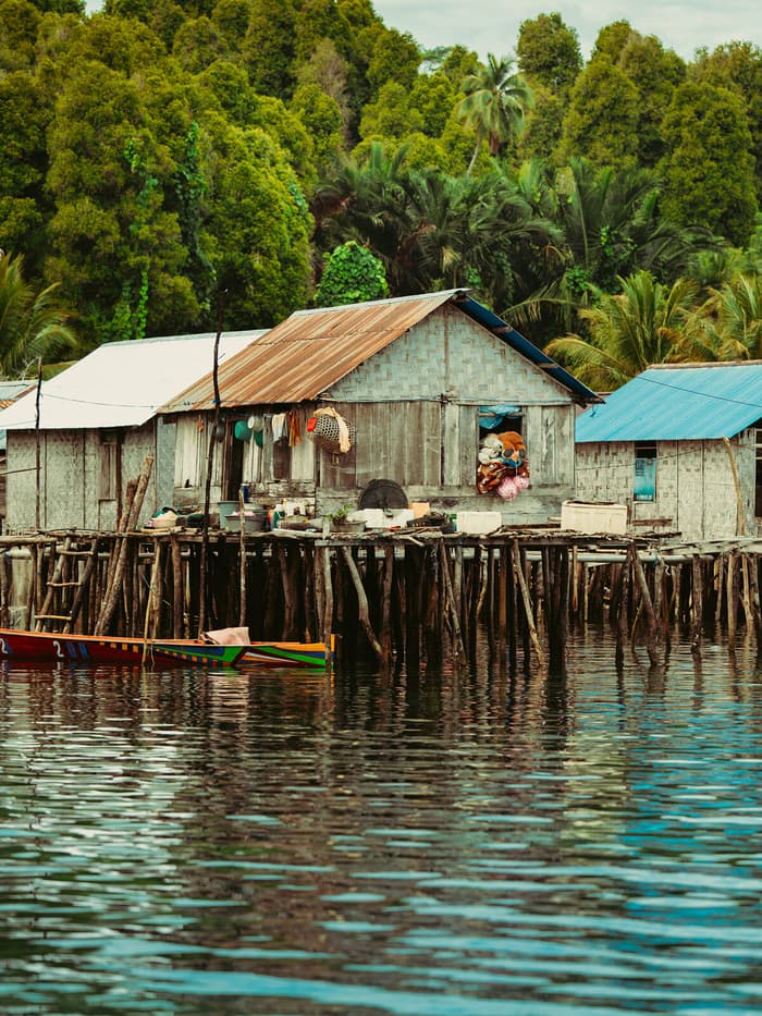A Bajo stilt village built over the water