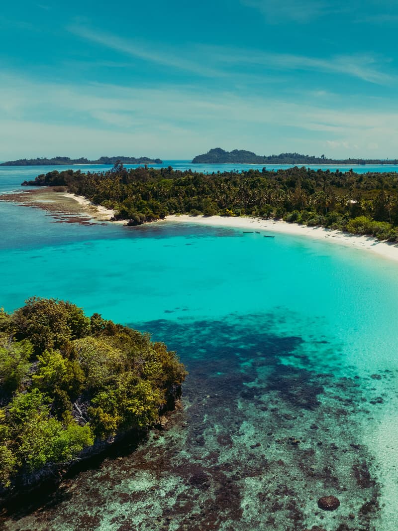Island coastline and coral reef, Central Sulawesi